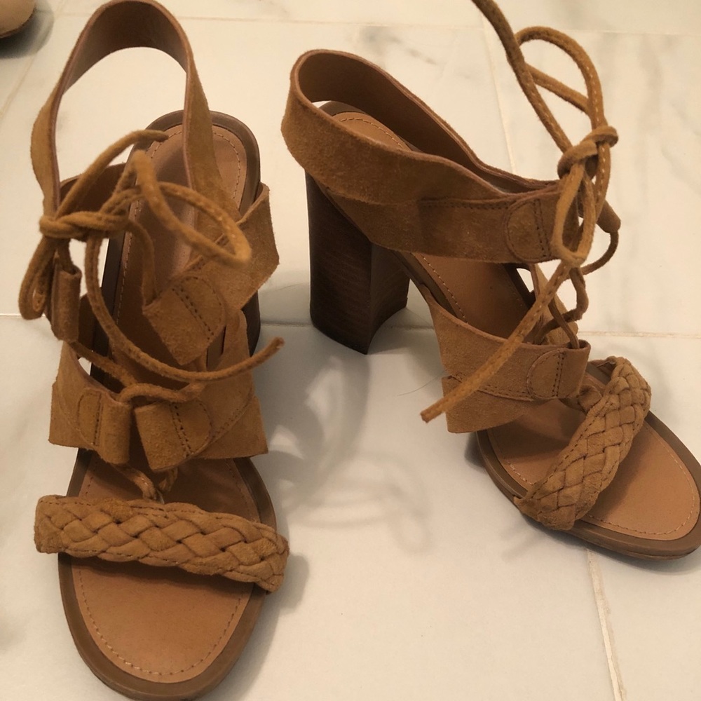 Franco Sarto lace up stacked heels